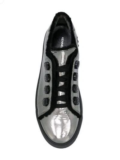 Shop Kennel & Schmenger Metallic Lace-up Sneakers In Silver