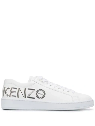 Shop Kenzo Logo Print Sneakers In White