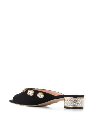 Shop Gucci Gg Embellished Slippers In Black