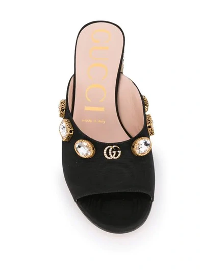 Shop Gucci Gg Embellished Slippers In Black
