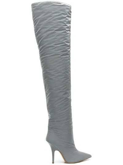 Shop Yeezy Over-the-knee Stiletto Boots In Grey