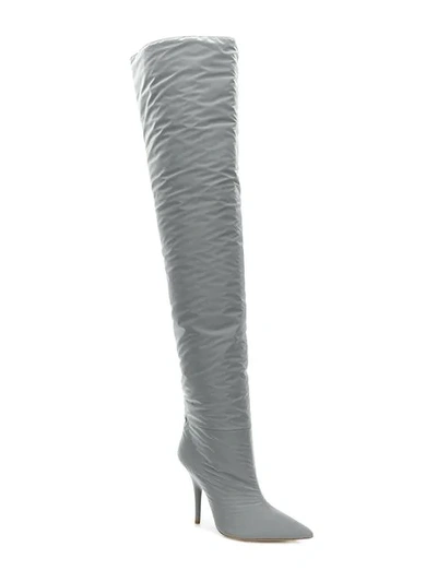 Shop Yeezy Over-the-knee Stiletto Boots In Grey