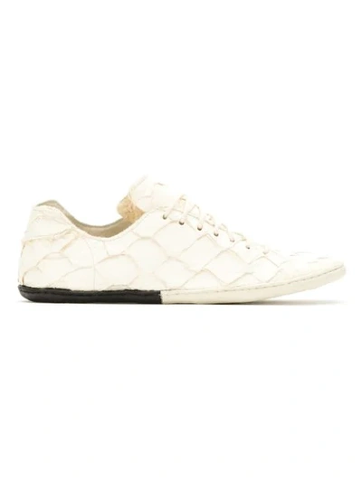 Shop Osklen Panelled Pirarucu Sneakers - White