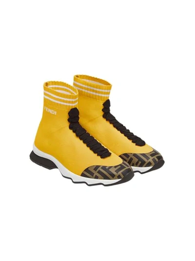 FENDI 袜式运动鞋 - 黄色