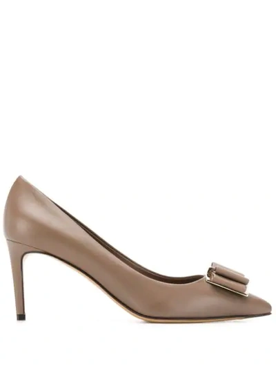 Shop Ferragamo Stiletto Classic Pumps In Brown