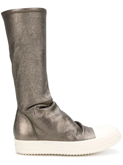 Shop Rick Owens Metallic Mid Calf Boots