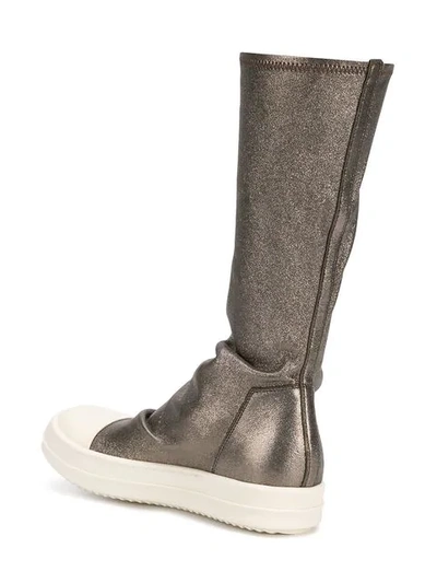 Shop Rick Owens Metallic Mid Calf Boots