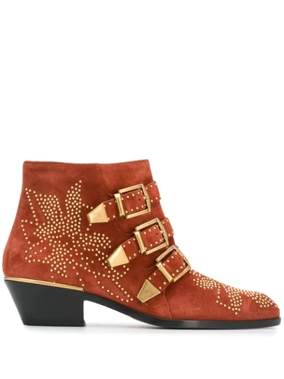 Shop Chloé Susanna Ankle Boots - Orange