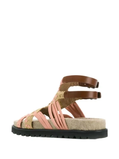 Shop Alberta Ferretti Woven Strappy Sandals In Neutrals