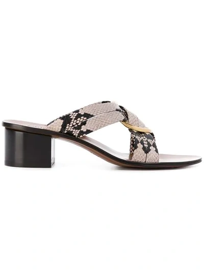 Shop Chloé Ring Embellished Cross Over Sandals In Pink