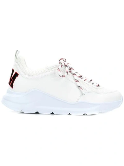 Shop Msgm Bold Logo Sneakers In White