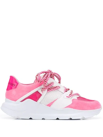 Shop Leather Crown Border Line Sneakers - Pink