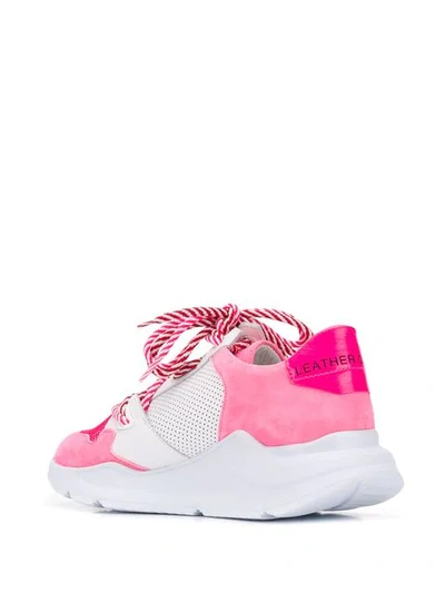 Shop Leather Crown Border Line Sneakers - Pink