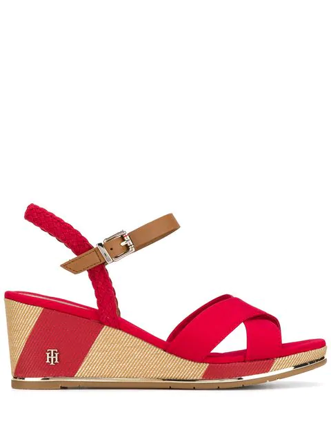 Tommy Hilfiger Mid-high Wedge Sandals In Red | ModeSens