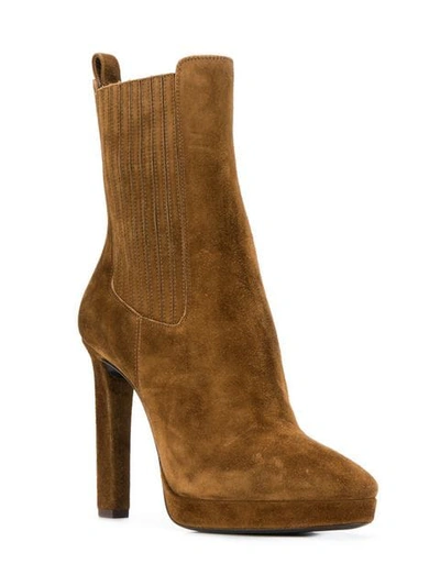 Shop Saint Laurent Lou Ankle Boots In Brown