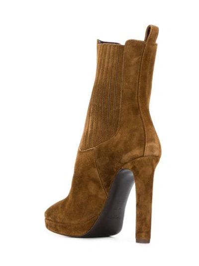 Shop Saint Laurent Lou Ankle Boots In Brown