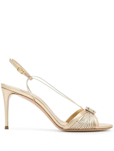 Shop Casadei Crystal-embellished Sandals - Gold