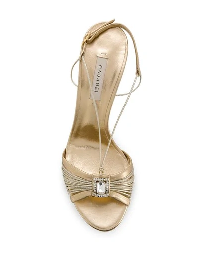 Shop Casadei Crystal-embellished Sandals - Gold