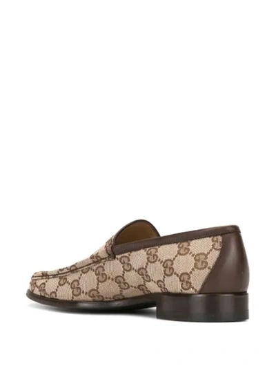 Pre-owned Gucci Gg Supreme Loafers In Brown