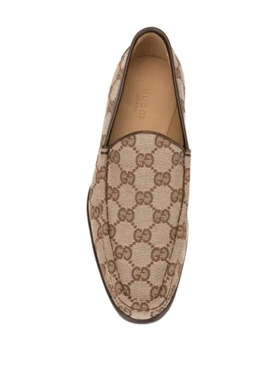 Pre-owned Gucci Gg Supreme Loafers In Brown