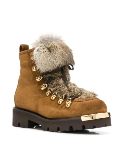 Shop Baldinini Fur Lining Mountain Boots - Brown