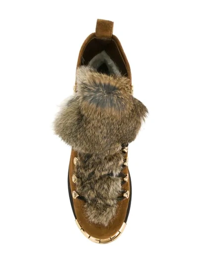 Shop Baldinini Fur Lining Mountain Boots - Brown