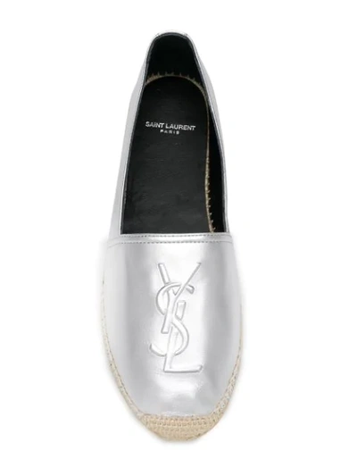 SAINT LAURENT EMBOSSED MONOGRAM BALLERINAS - 银色