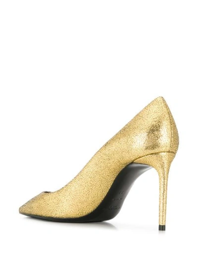 Shop Saint Laurent Zoe Metallic Pumps In Gold