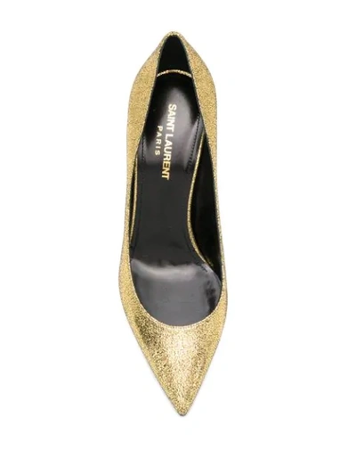 Shop Saint Laurent Zoe Metallic Pumps In Gold