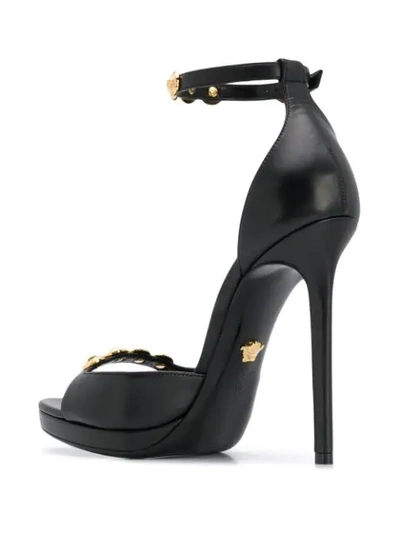 Shop Versace Medusa Stud Sandals In Black