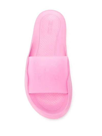 Shop Kenzo Tiger Embossed Slides In Pink