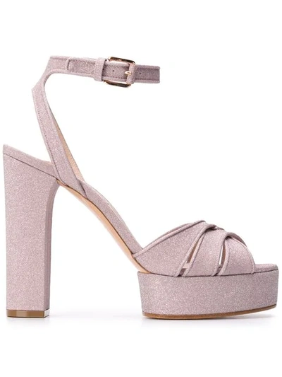 Shop Casadei Glitter Platform Sandals In Neutrals