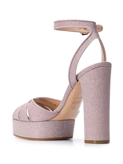 Shop Casadei Glitter Platform Sandals In Neutrals