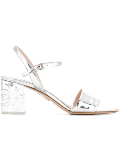 Shop Miu Miu Crystal Heel Sandals In Silver