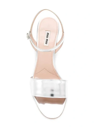 Shop Miu Miu Crystal Heel Sandals In Silver