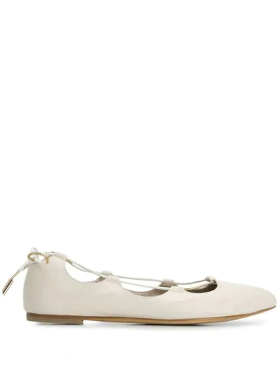 Shop Agl Attilio Giusti Leombruni Agl Bow Tie Detail Ballerinas - White