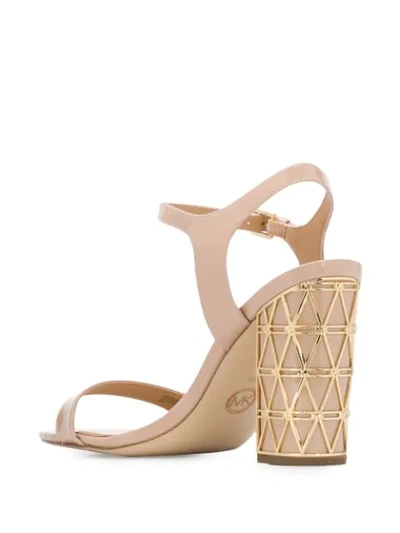 Shop Michael Michael Kors Beekman Block Heel Sandals In Neutrals