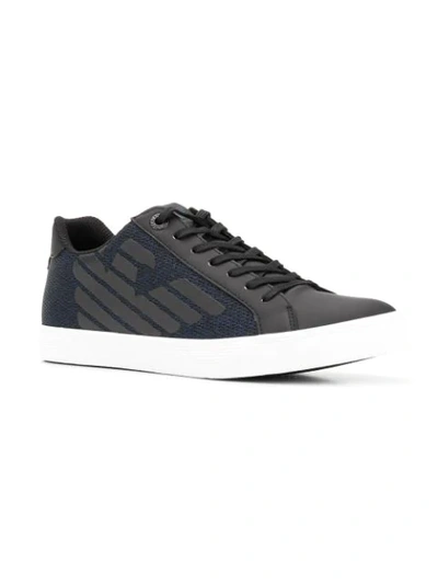 Shop Ea7 Embossed Logo Sneakers In 00285 Black Blue
