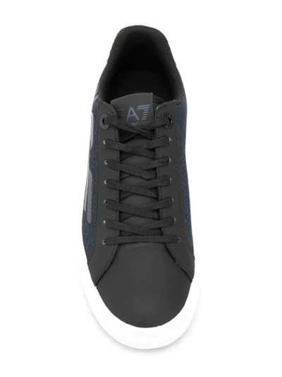 Shop Ea7 Embossed Logo Sneakers In 00285 Black Blue