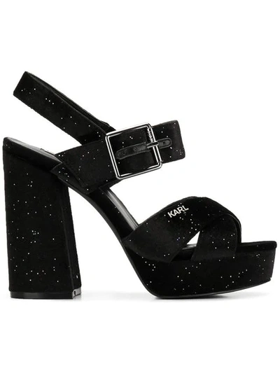 Shop Karl Lagerfeld Pyramide Ii Glitter Sandals In Black