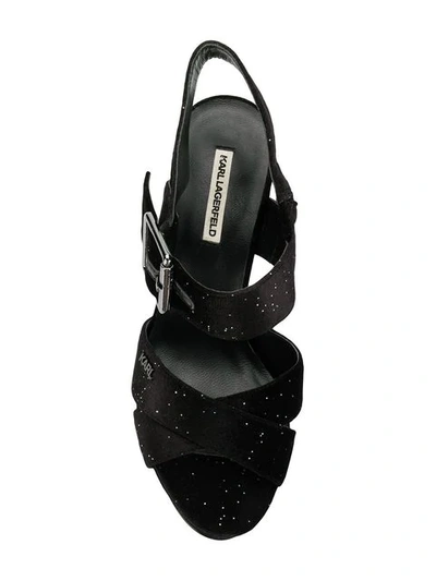 Shop Karl Lagerfeld Pyramide Ii Glitter Sandals In Black