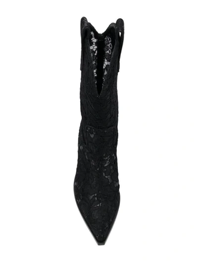 Shop Dolce & Gabbana Lace Texan Boots In Black
