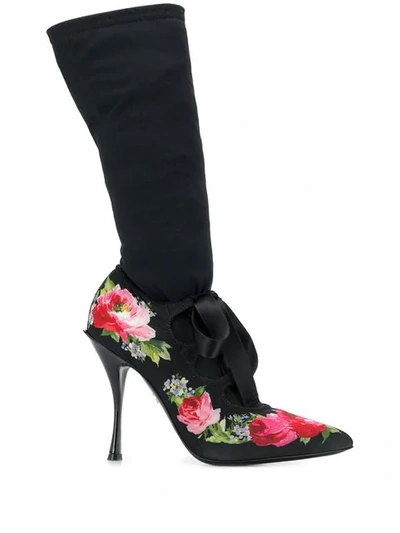 Shop Dolce & Gabbana Stiletto Sock Boots In Black