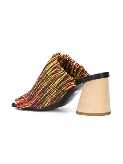 Shop Proenza Schouler Fringe Wood Heel Slides In Multicolour