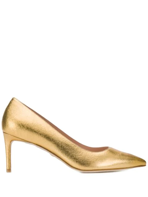 stuart weitzman gold pumps
