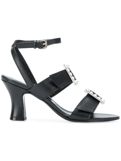 Shop Nicole Saldaã±a Julia Buckled Sandals In Black