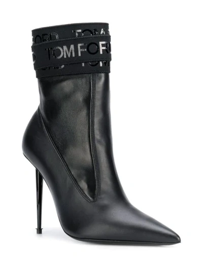 Shop Tom Ford Logo Bandage Pointed Ankle Boots In Black
