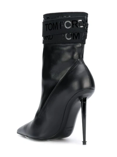 Shop Tom Ford Logo Bandage Pointed Ankle Boots In Black