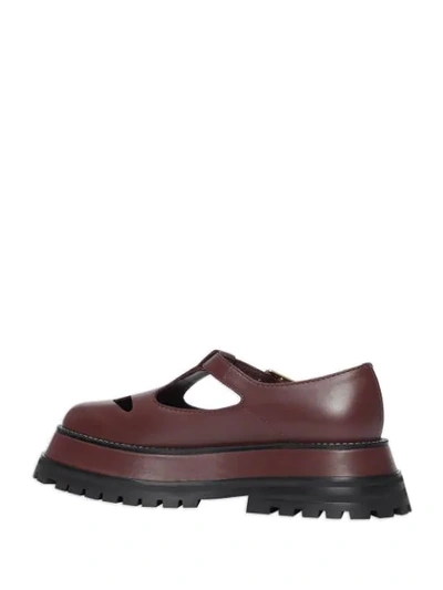 Shop Burberry Leather T-bar Shoes In Red