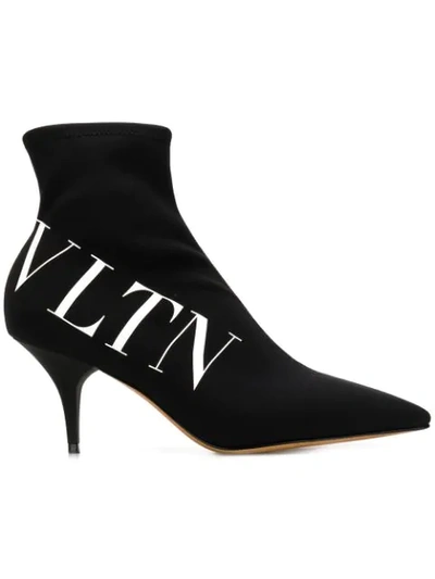 Shop Valentino Vltn Sock Booties In Black